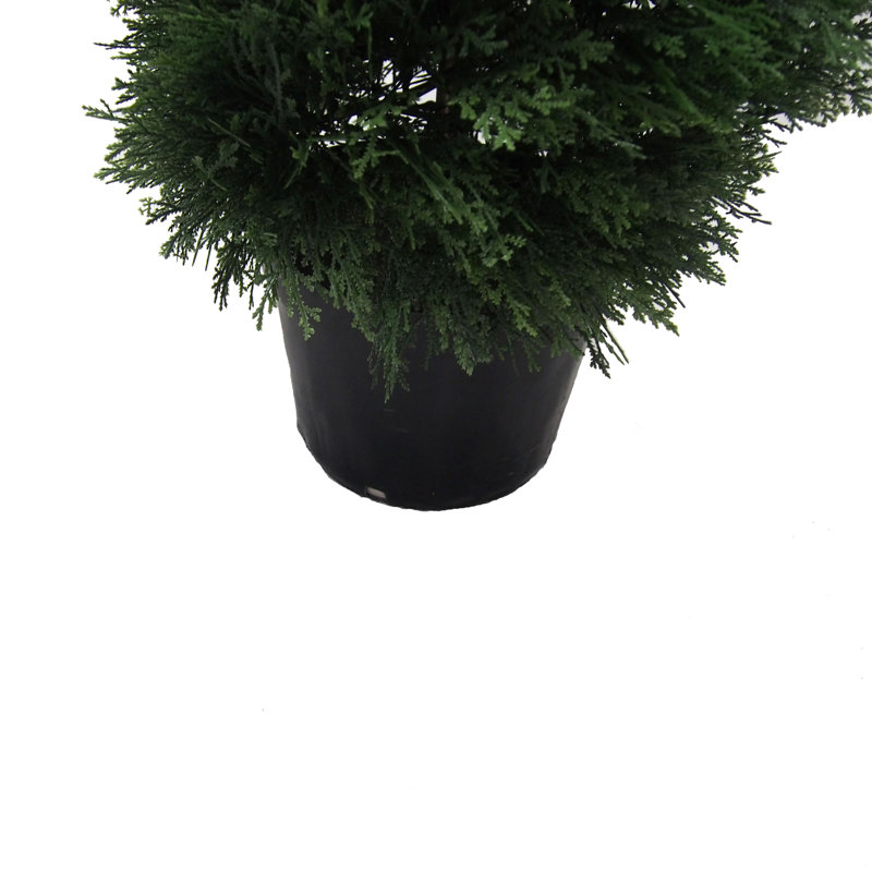 Artificial Potted Green Cedar Spiral Tree, 60" H x 13" W x 13" D
