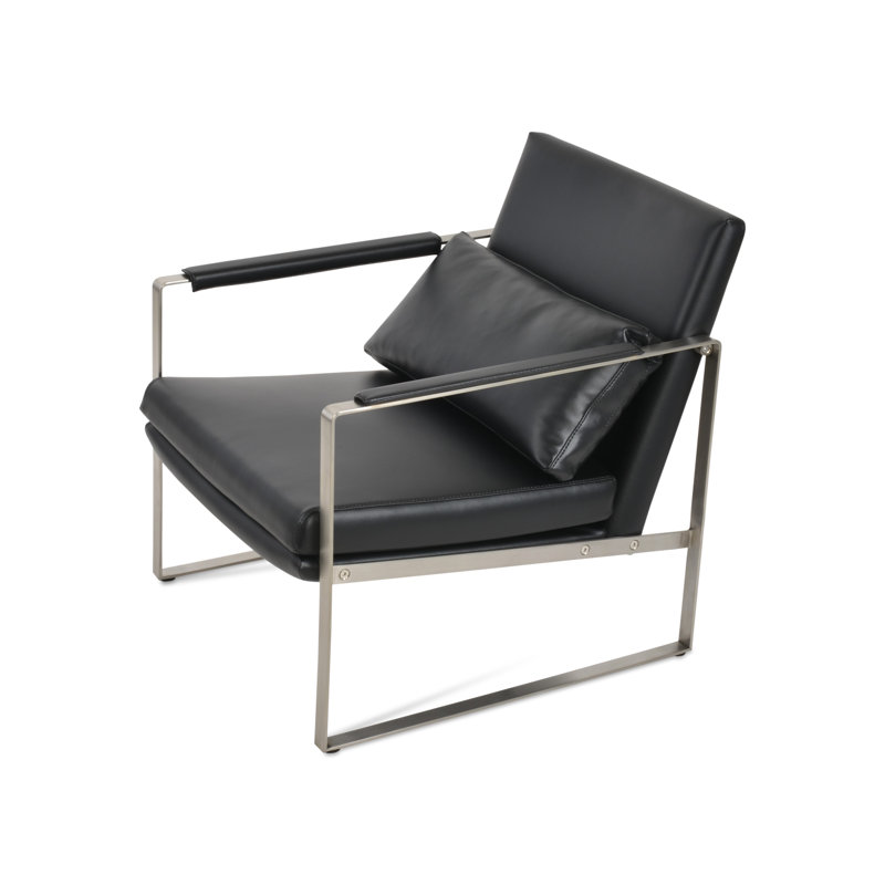 Zara Small Lounge Chair, Black Faux Leather