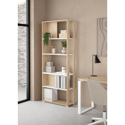 Embrie 31.34" W x 80.59" H 5 Shelf Bookcase Room Divider