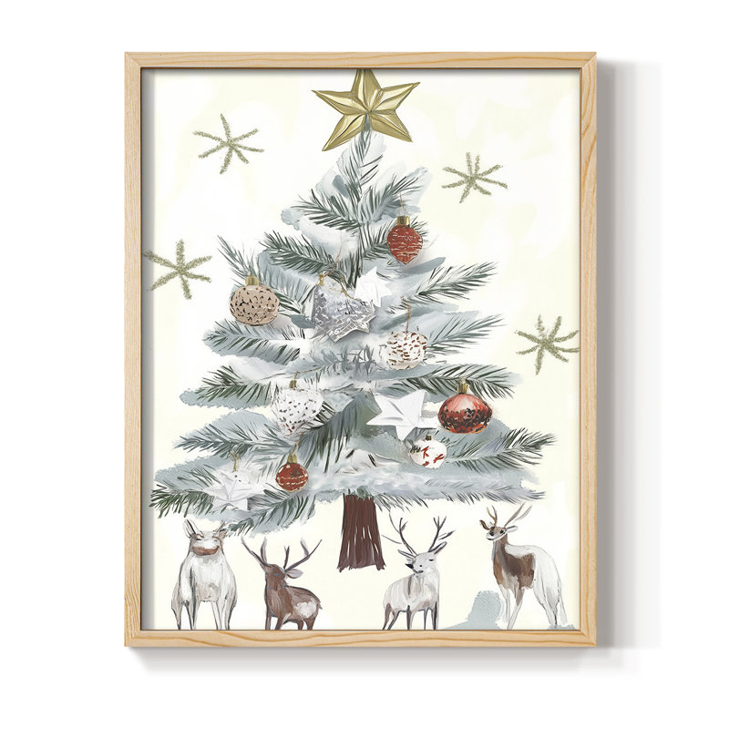 «Christmas Holiday Art» CECXI, reproduction d'art encadrée - bois massif, Naturel, H 11 po x l 9 po