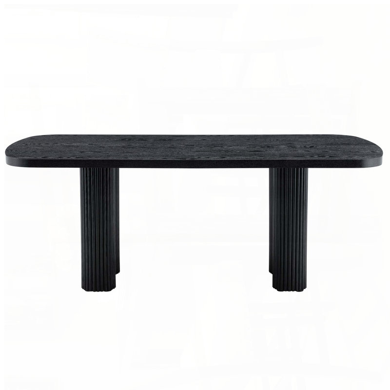 Table de salle à manger en MDF noir avec support à colonne romaine (78,7 po x 39,3 po)