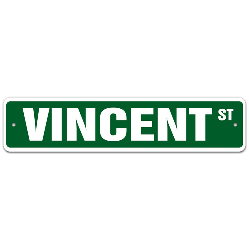 Plaque de rue en aluminium VINCENT, H 6 po x l 24 po x P 0,1 po