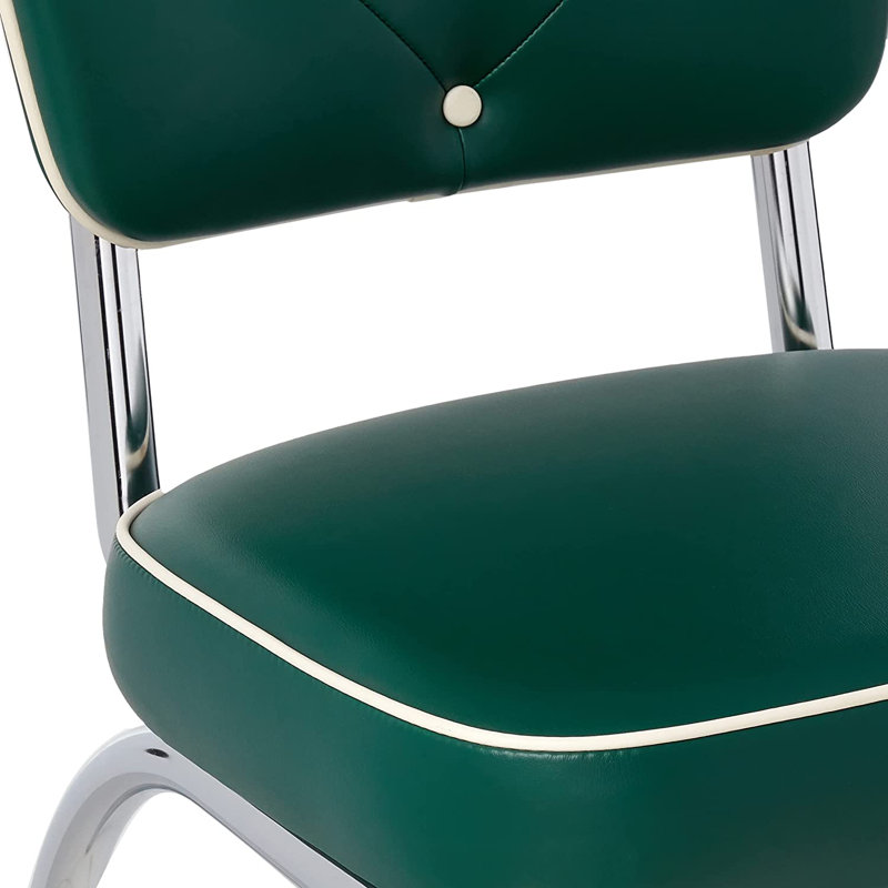 Retro Home Upholstered Tufted Back Dining Chair, Green