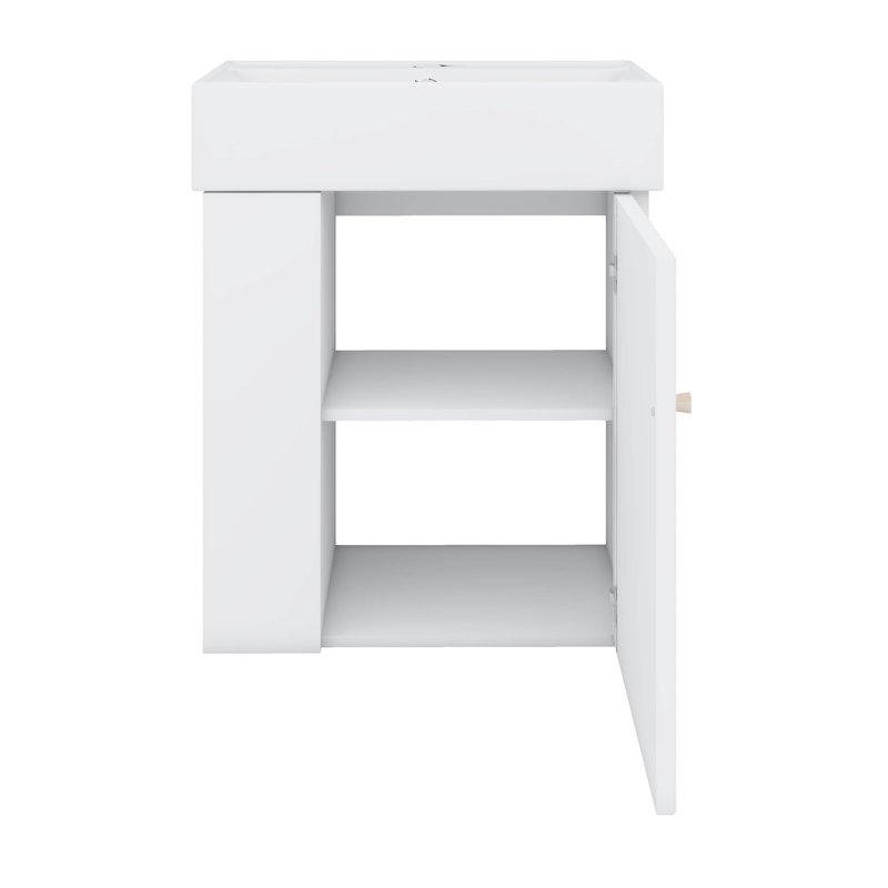 Ensemble de meuble-lavabo flottant avec lavabo, rangement à gauche