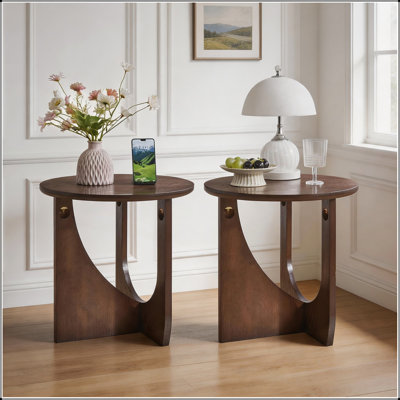 Ensemble de table 100% bois massif 2 pièces, finition en bois naturel pour un décor de salon simple et minimaliste