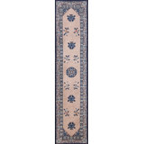 Wool Hallway Runner Knotted Antique 1920s Ivory Chinese - Peking Rectangle Rug