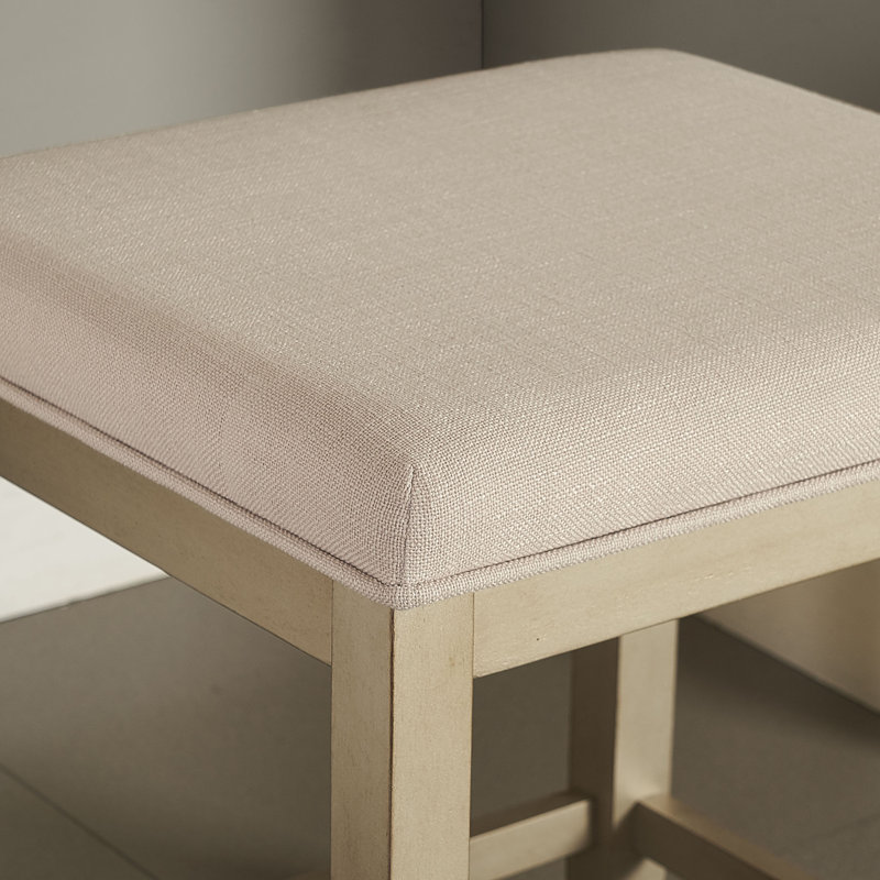 Solid + Manufactured Wood Accent Stool, Cream