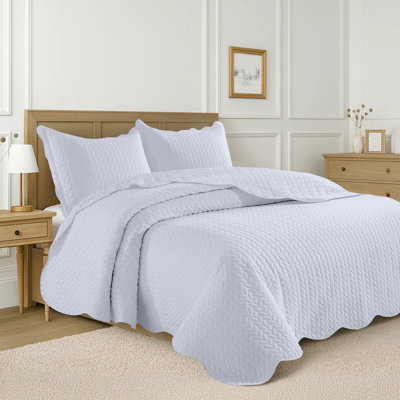 Ensemble de couvre-lit matelassé embossé - Couvre-lit en microfibre ultra doux avec taies décoratives, literie de style hôtel pour tous les lits