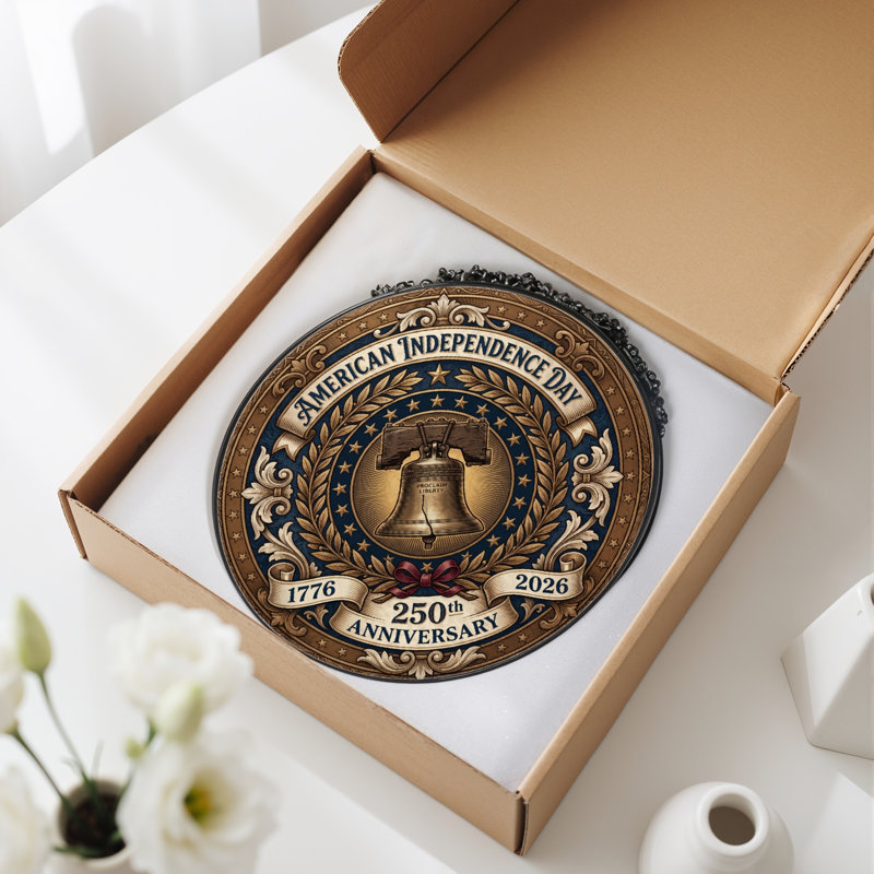 Panneau de fenêtre en verre pour décoration intérieure American Independance USA 250th Anniversary - H 12 po, H 12 po