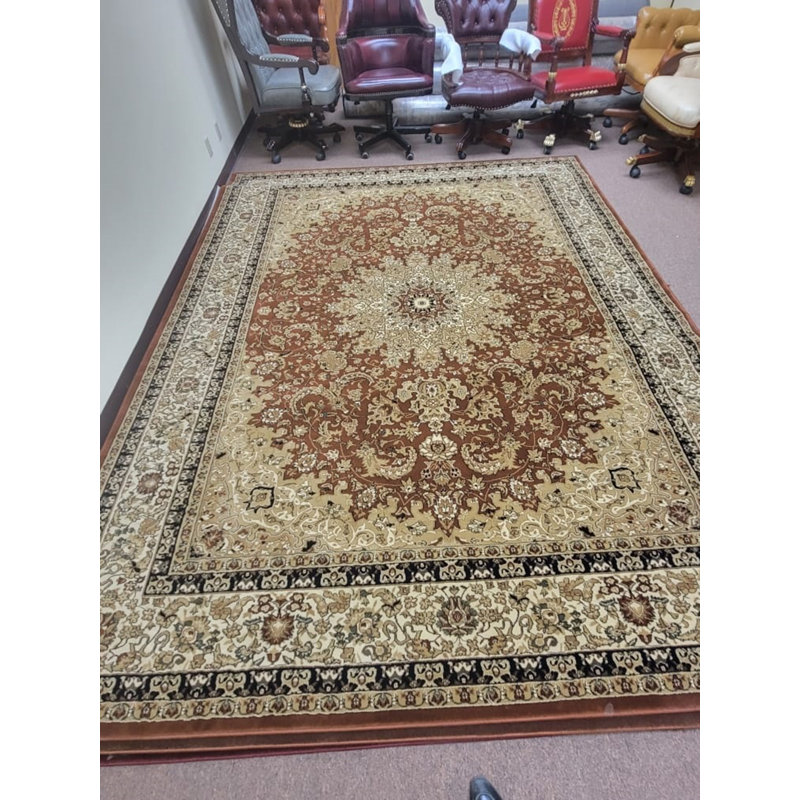 Infinity Oriental Area Rug in Brown, Rectangle: 9' x 11'6"