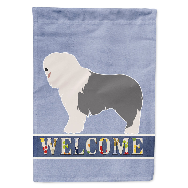 Polyester 2 côtés 40 x 28 po welcome drapeau maison, Berger anglais debout