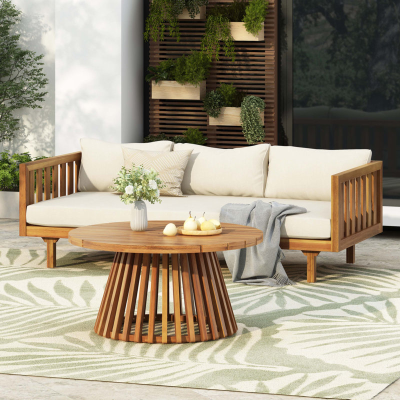 Ensemble de meubles de patio en bois d'acacia, Beige