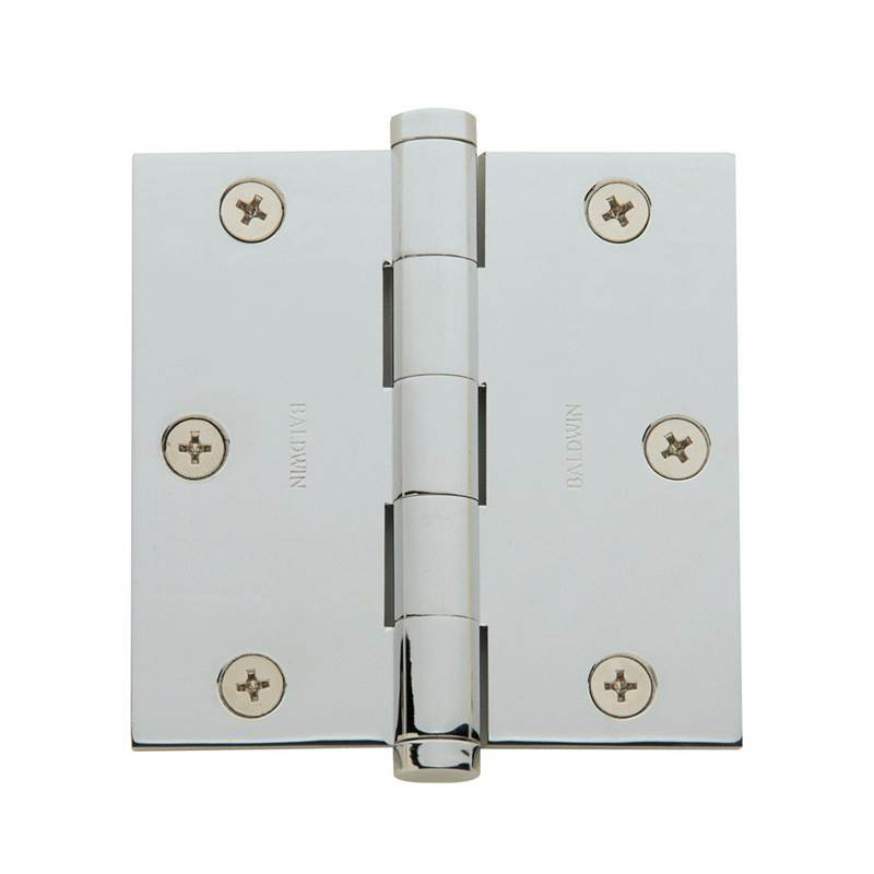 4" H x 4" W 2 - Butt Bearing Pair Door Hinges, Bright Chrome