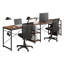 Bureau en L avec tablettes de rangement