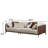 87" Modern Two-Tone Faux Leather Sofa Collection with Flared Arms and Toss Pillows-385499287