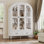 Armoire arquée avec portes en verre et tablettes réglables