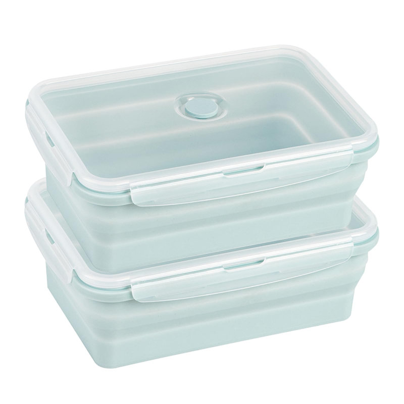 Collapsible Food Containers With Lids, Leak-Proof Silicone Bowls For Camping And Space-Saving Storage, Dishwasher, Microwave, And Freezer Safe, 2 Pack, (Blue)