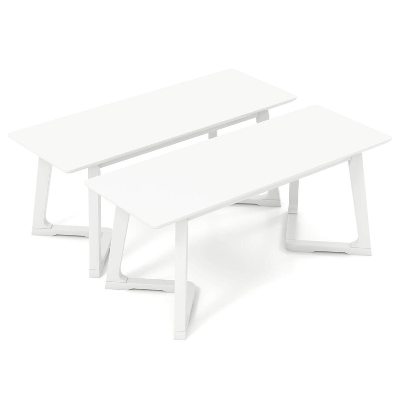  2 Pcs 42" Modern Entryway Bench With Rubber Wood Legs Smooth Seating Area
