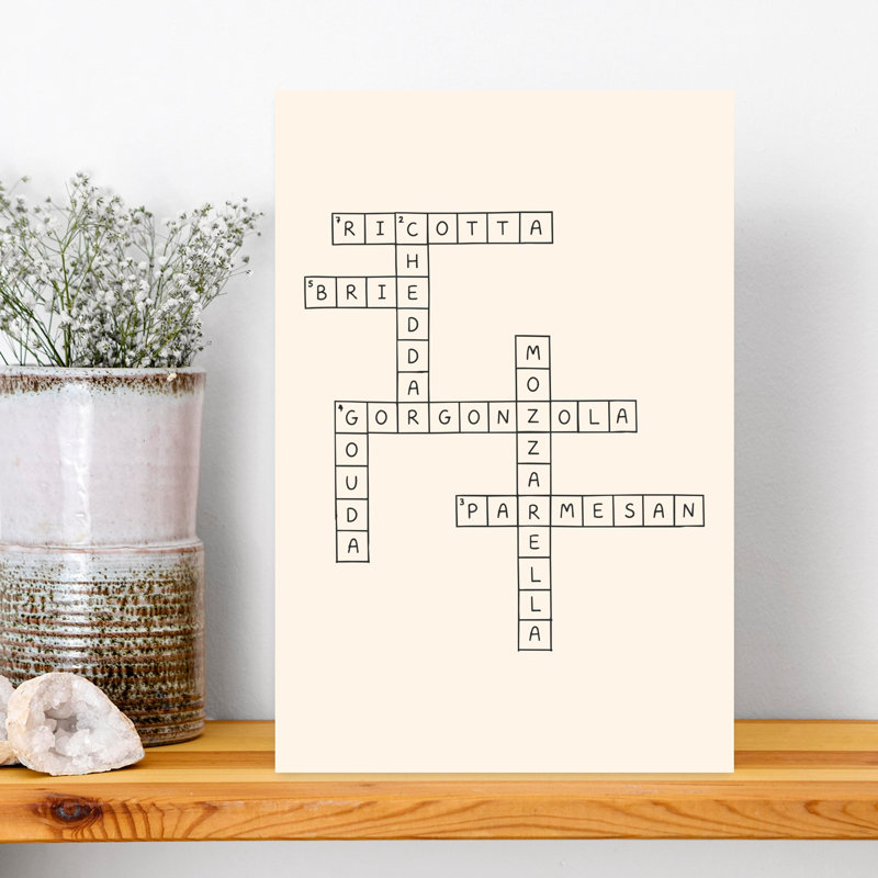 Artisan Cheese Crossword Contemporary Wall Art Print 1 Piece Wrapped Canvas Wall Art, 45.72cm H x 30.48cm W