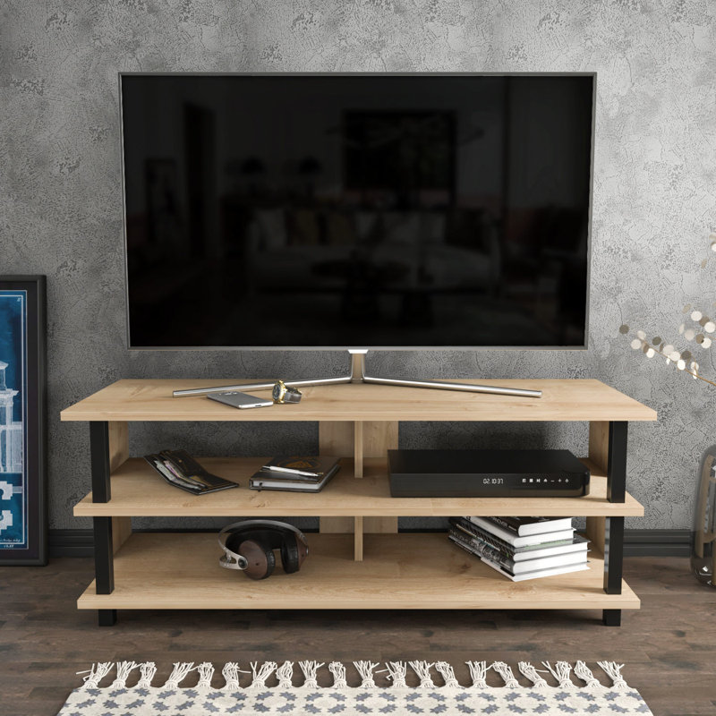 Meuble télé pour téléviseur de 50 po ou moins Aleysa, Noir/chêne