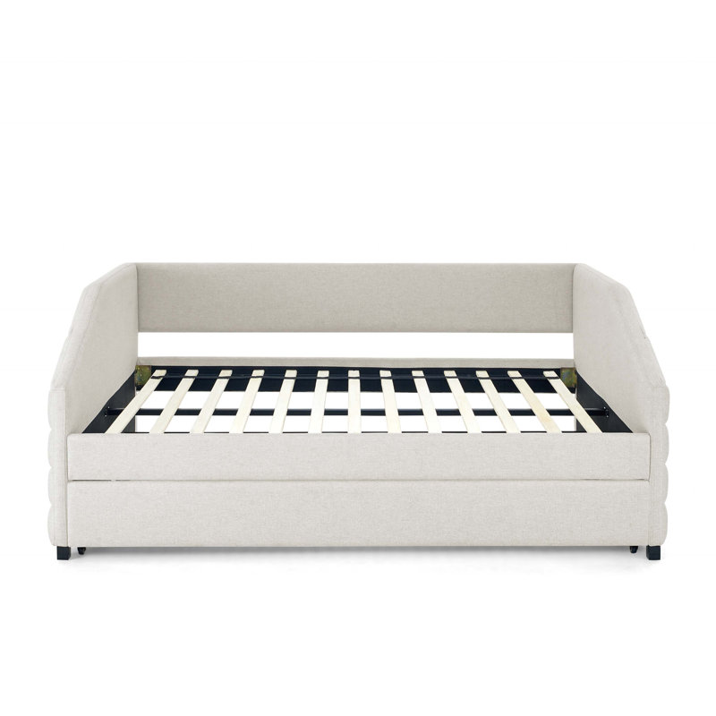 Marchese Linen Upholstered Daybed, Beige, Full / Double