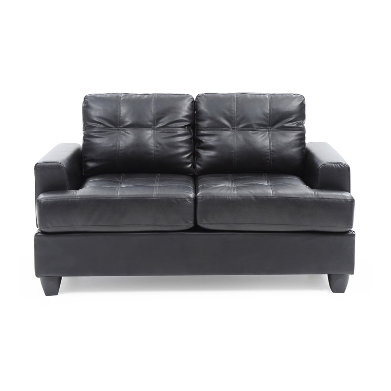 Stylish Transitional Black Loveseat For Two, Black