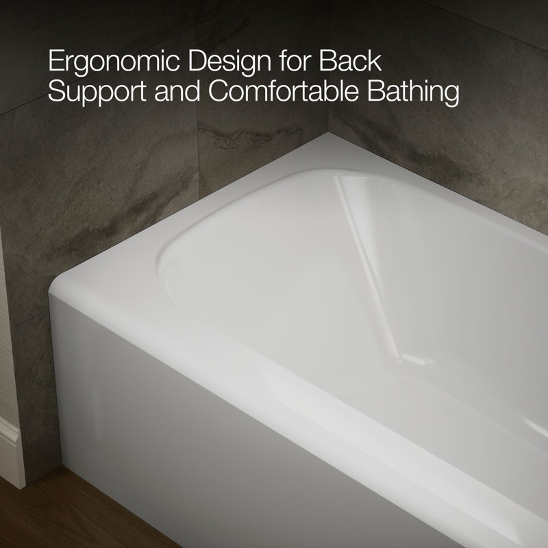 Avec 60 In. X 32 In. Alcove Bath, Right Drain, Right, White