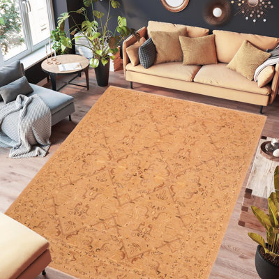 Tapis brun clair en laine noué à la main 6 pi x 9 pi 1 po Baccio