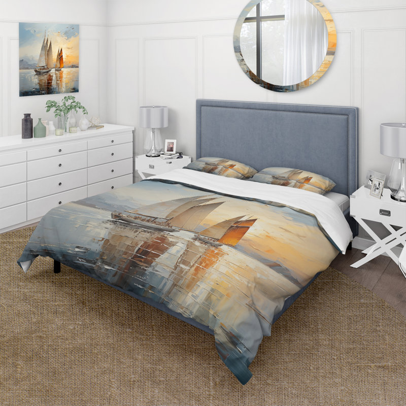 Minimalisme - Voilier Rhythms III - Ensemble de housse de couette transport - Microfibre de polyester