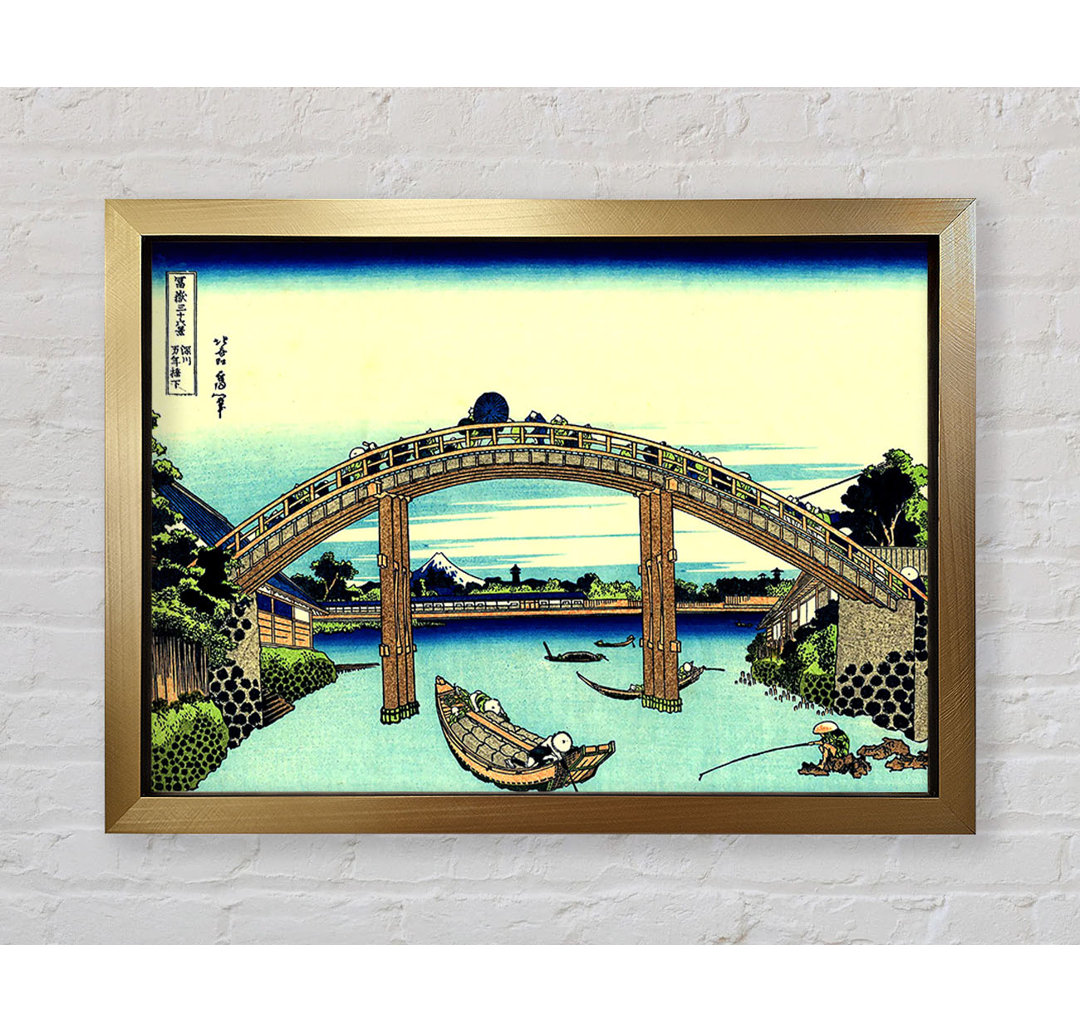 Fuji Seen Through The Mannen Bridge von Katsushika Hokusai - Einzelne Bilderrahmen Kunstdrucke