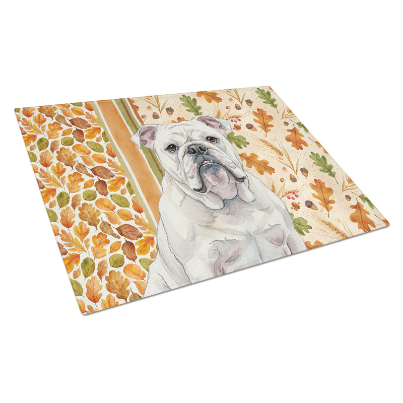 Planche à découper en verre White English Bulldog Heirloom