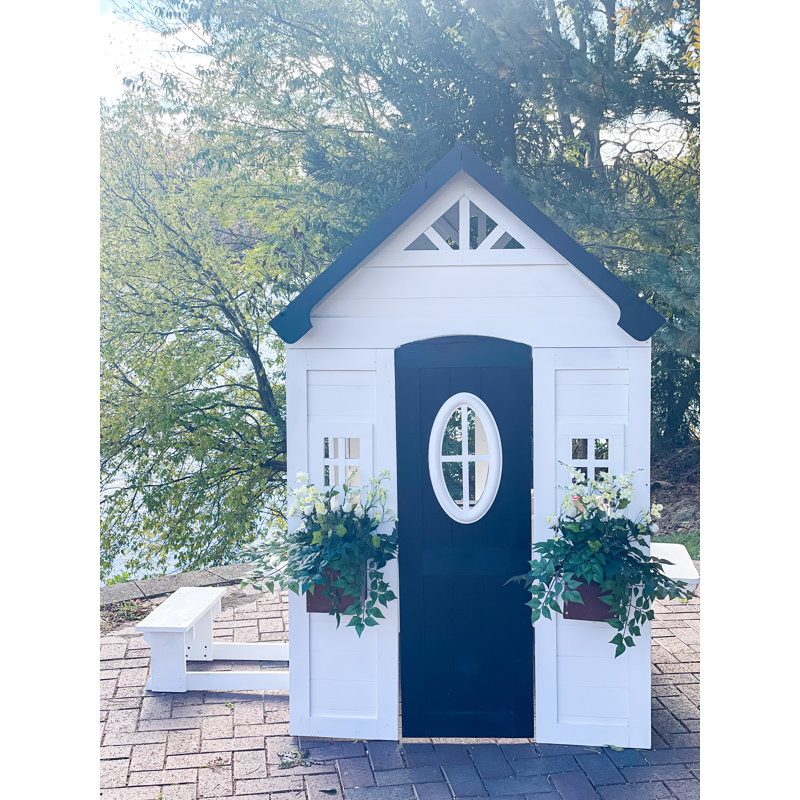 Zahara White and Black Wooden Playhouse with Kitchen