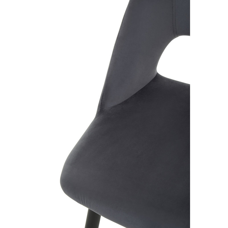 45 cm H Upholstered Velvet Dining Chair, Grey, Silver