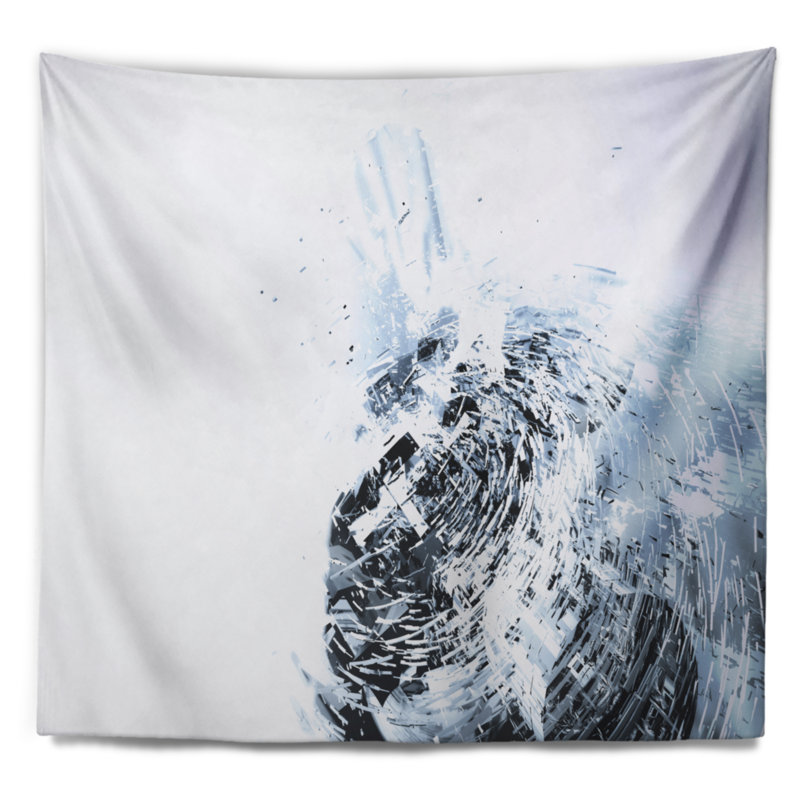 Tapisserie en cristal blanc avec art abstrait 3D, H 78 po x l 92 po