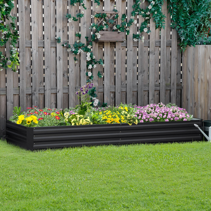 Galvanized Raised Garden Bed,Metal Planter Box, For Growing Vegetables, Flowers, Herbs, Succulents