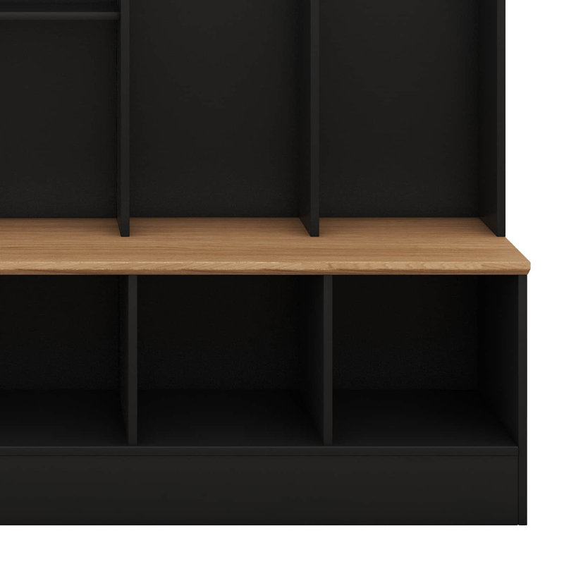 Portemanteau large avec banc de rangement, armoire à chaussures minimaliste avec tablettes de rangement cubiques, portemanteau multifonctionnel avec 8 crochets