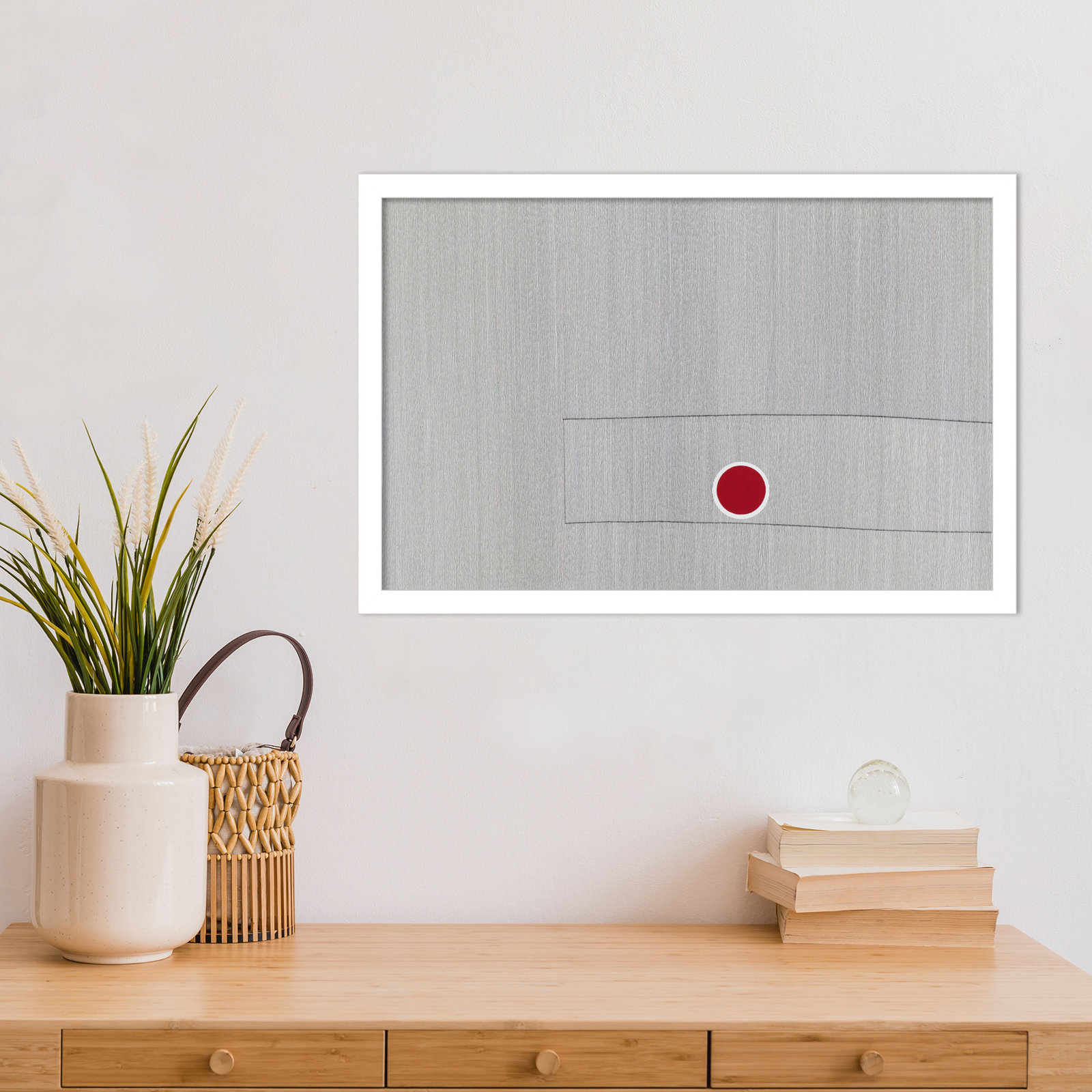 Grey Drawing Fifty Seven Print, White, 14" H x 21" W x 1" D