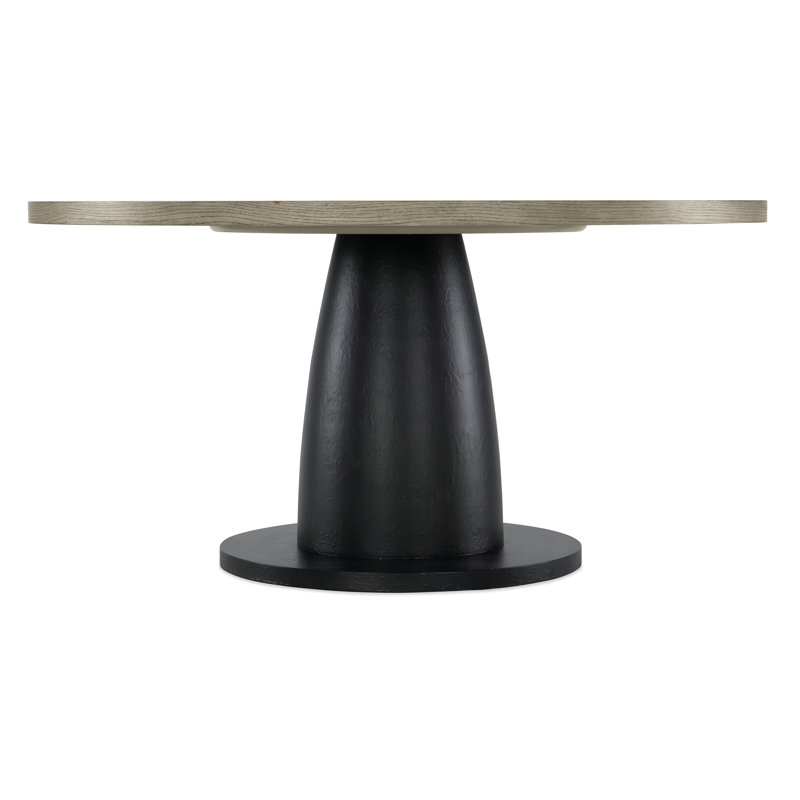 60-Inch Round Black and Gray Oak Dining Table