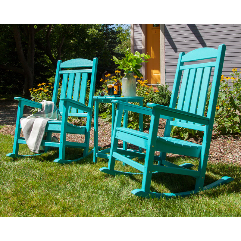 POLYWOOD Presidential Rocker 3-Piece Set, Blue