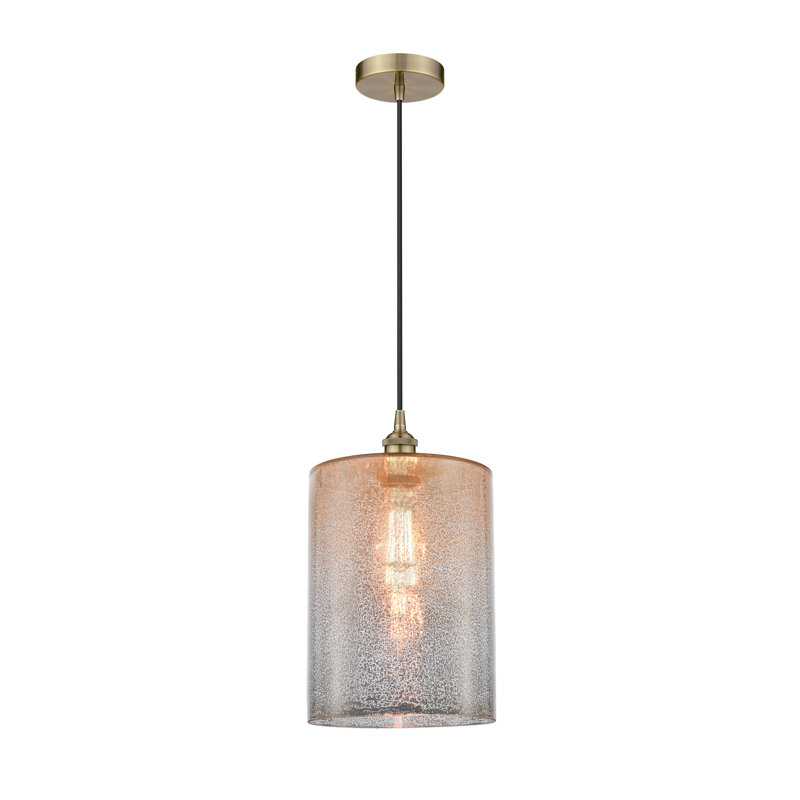 Luminaire suspendu cylindrique à 1 lumière Malcolm, Laiton antique, H 15,75 po x l 9 po x P 9 po, Mercurisé