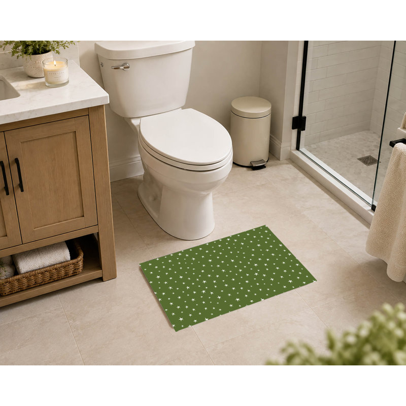 Tapis de toilette rectangulaire absorbant et antidérapant « Nuit étoilée », 24" W x 17" L, Olive Green