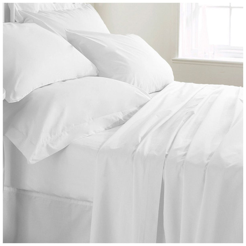 200TC Cotton Percale Solid Duvet Cover Set, White, Full Duvet Cover