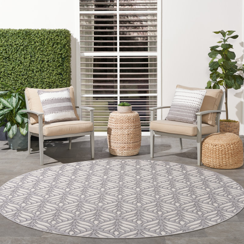 Analiegh Nature Grey Indoor/Outdoor Area Rug, Round 7'10"