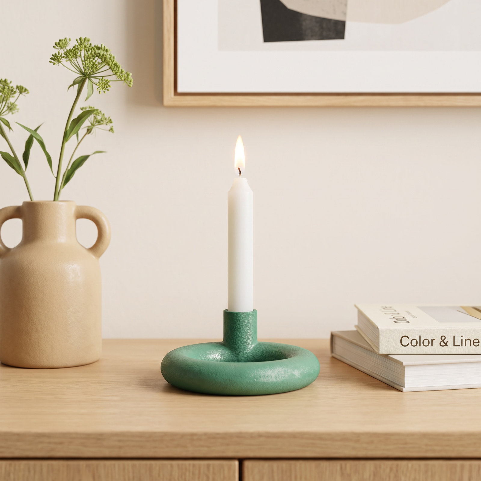Taper Candlestick Holder, Green