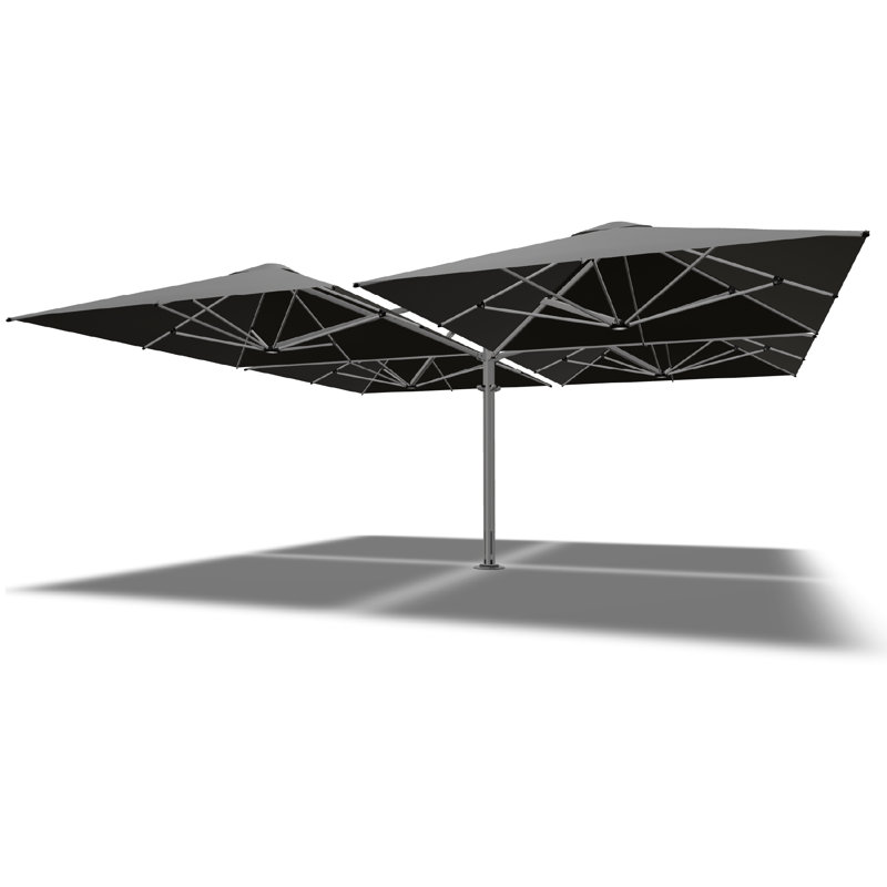 Shadowspec Unity™ Quattro Square Umbrella, Black, 8 ft, Surface Plate