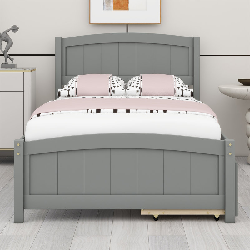 Platform Bed With Two Drawers, Gray
