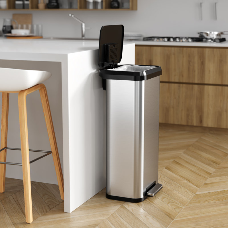 Brushed Stainless Steel 20 Gallon Pedal Trash Can