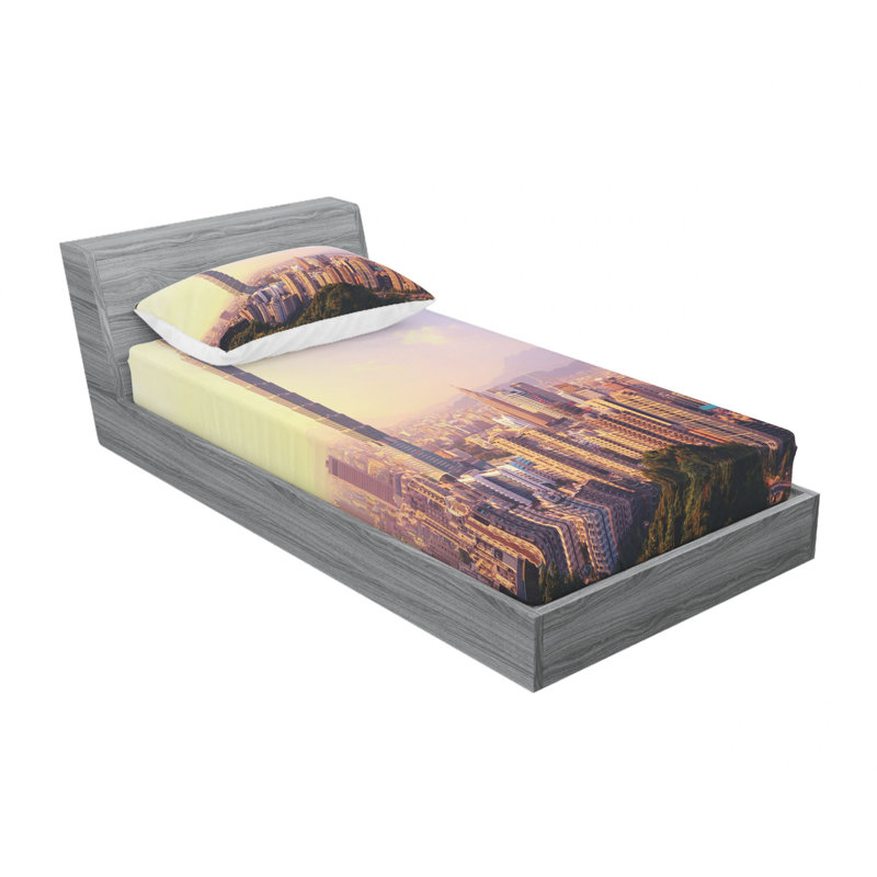 Ensemble de draps Evening Skyline of Taipei, Ensemble de draps pour lit simple avec drap-housse