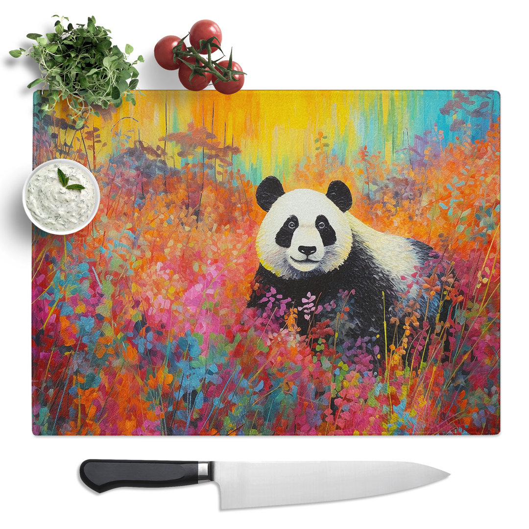 Panda Colour Field  Glass Chopping Board
