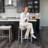 Maven Lane Sophia Wooden Backless Stool with Fabric Upholstery-112251022-112251018
